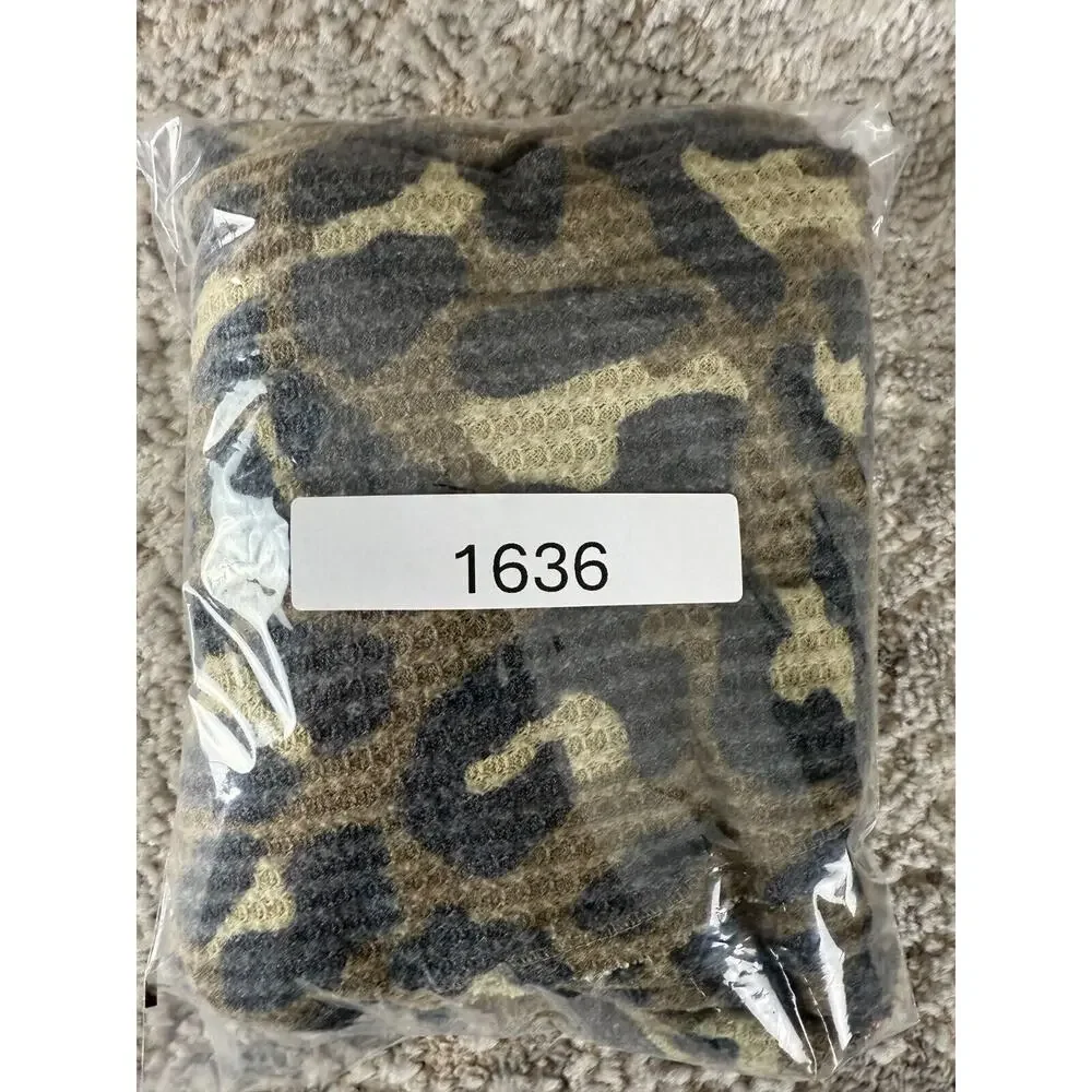 LulaRoe Sz S Kristen Leopard Animal Print Waffle Knit Cowl Neck Pullover Sweater